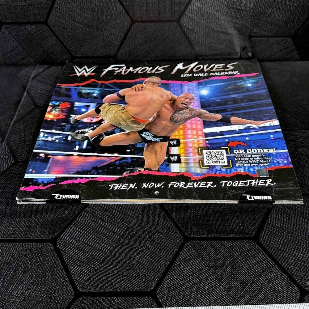 WWE Famous Moves 2026 Wall Calendar Turner Licensing John Cena The Rock QR Codes